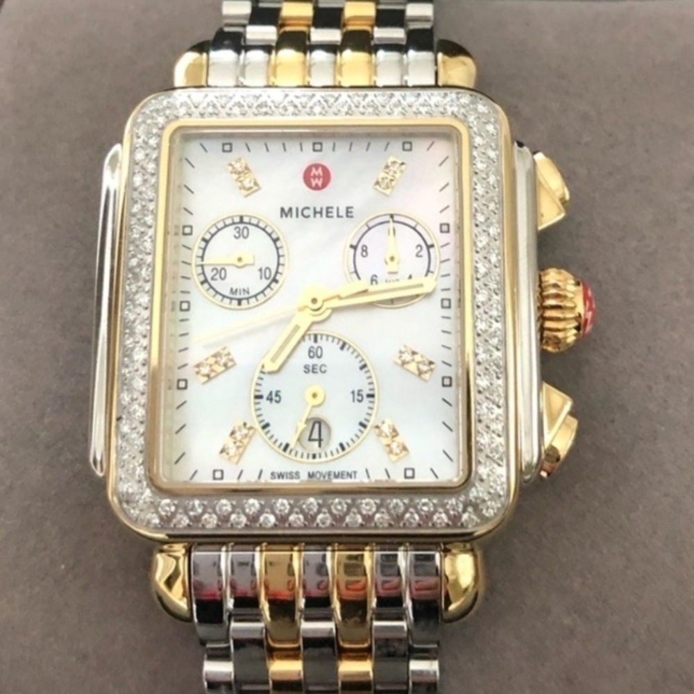 Original Michele Two-Tone Diamond Deco Watch
